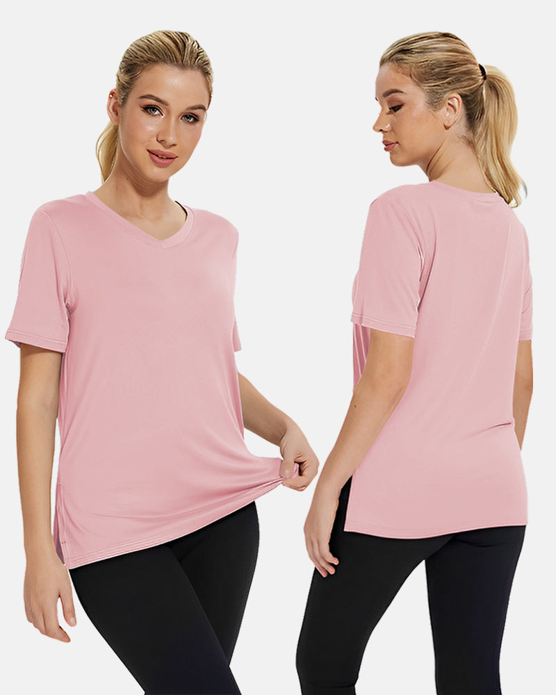 Women's Plus Size Basic Short Sleeve V-Neck T-Shirts