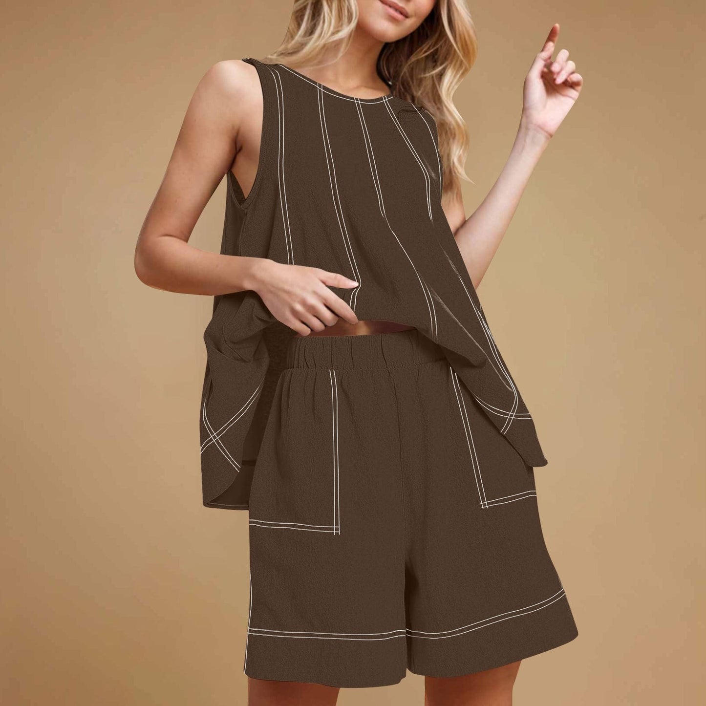 Women's 2-Piece Sleeveless Outfits Set