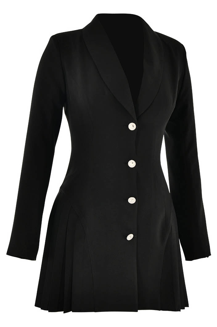 INS Style Deep V Single-Breasted Blazer Mini Dress