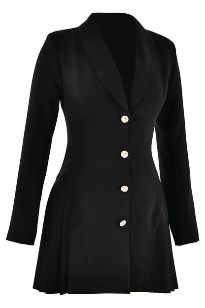 INS Style Deep V Single-Breasted Blazer Mini Dress