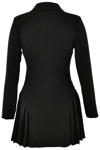 INS Style Deep V Single-Breasted Blazer Mini Dress