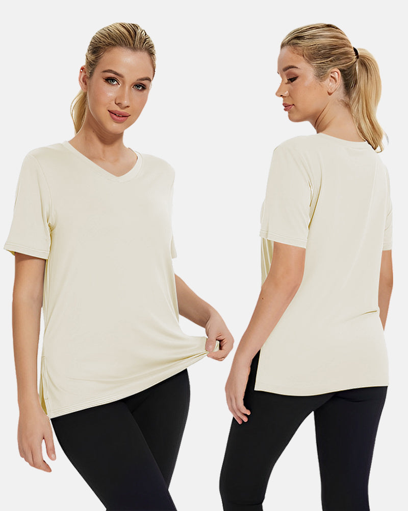 Women's Plus Size Basic Short Sleeve V-Neck T-Shirts