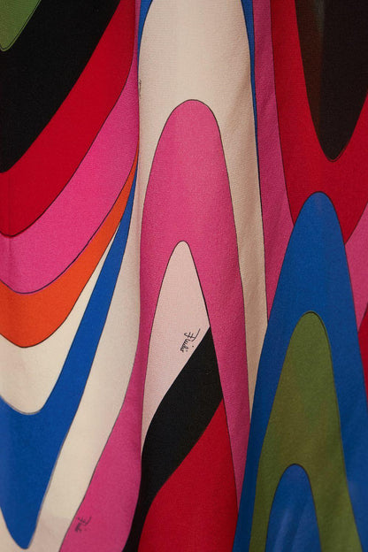 Strapless Side Slit Moiré Print Maxi Dress
