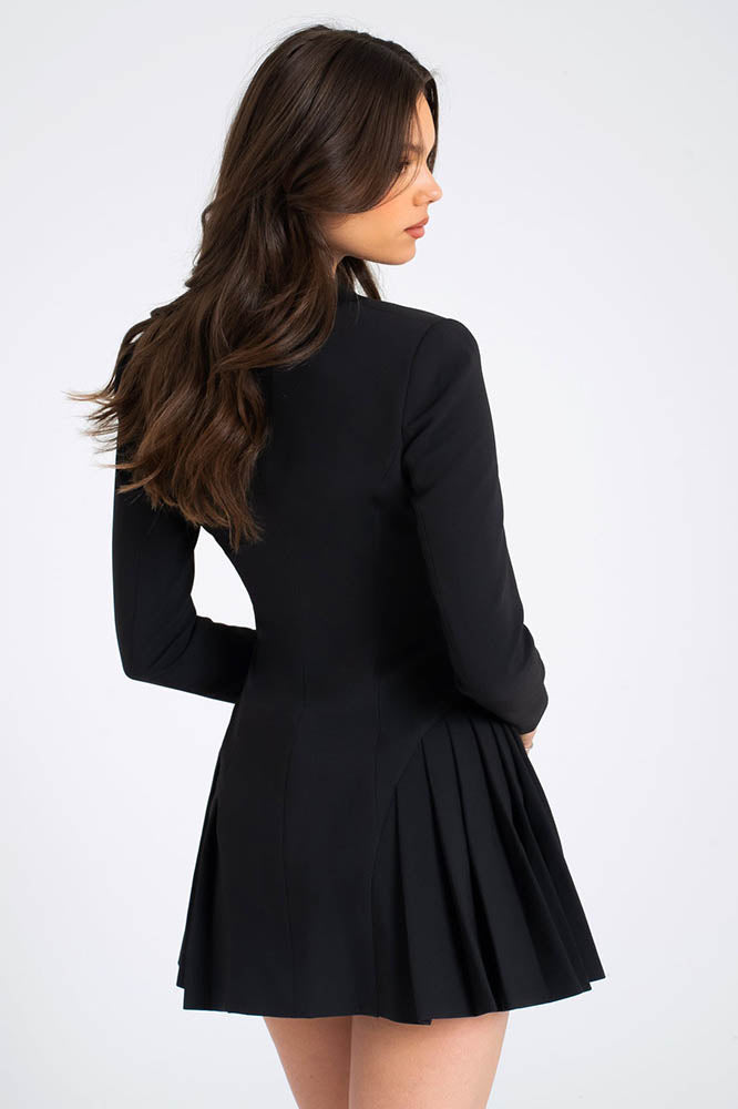 INS Style Deep V Single-Breasted Blazer Mini Dress