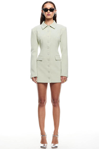 French Style Long Sleeve Blazer Mini Dress