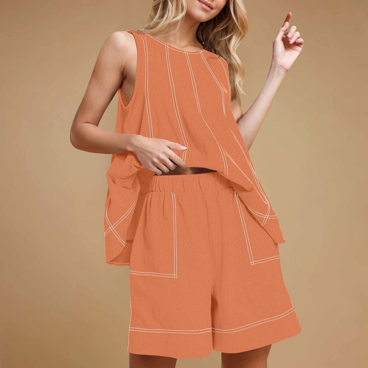Women's 2-Piece Sleeveless Outfits Set