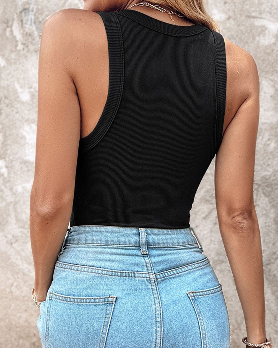 Tank Top with Built in Bra, Round Neck Ribbed Tank Top with Bra Pads