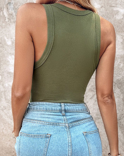 Tank Top with Built in Bra, Round Neck Ribbed Tank Top with Bra Pads
