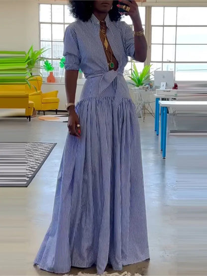 Blue Bar Skirt Set