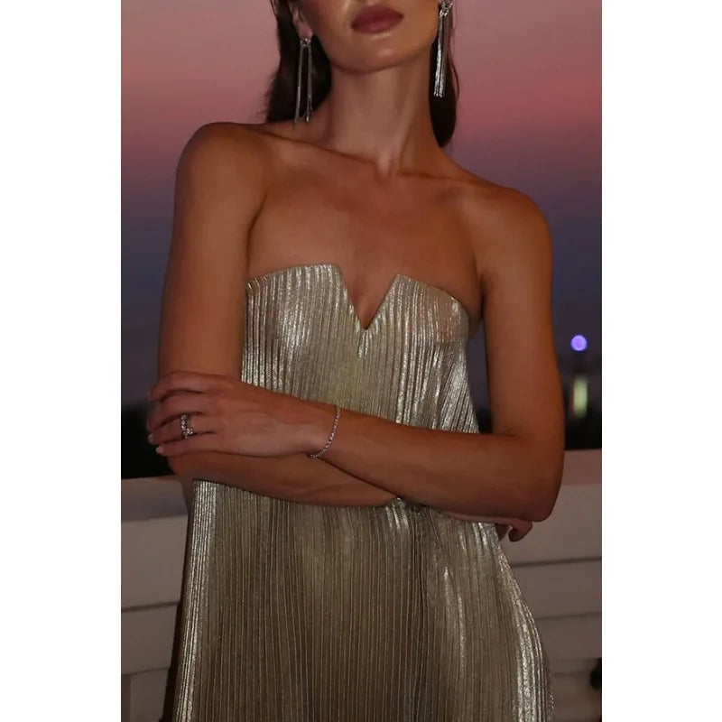 Black Tie Strapless Gown