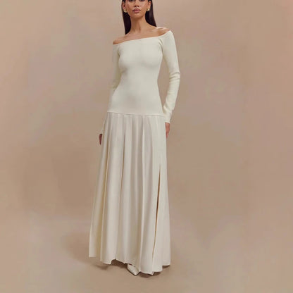 Knit Off Shoulder Maxi Dress - Ivory