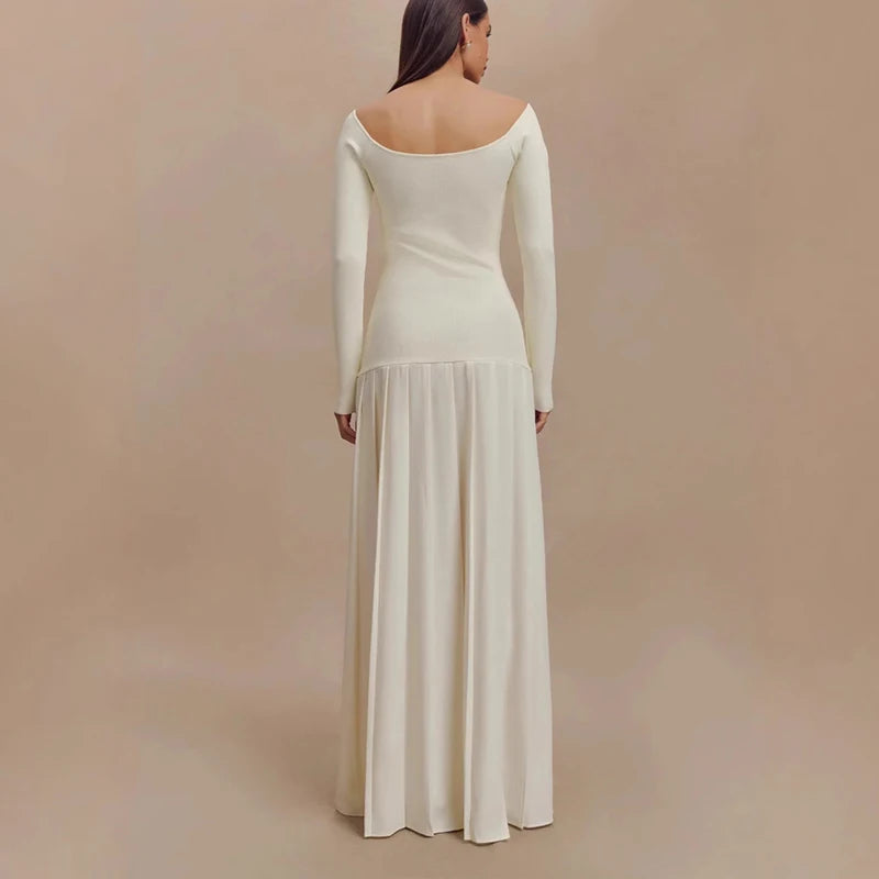 Knit Off Shoulder Maxi Dress - Ivory