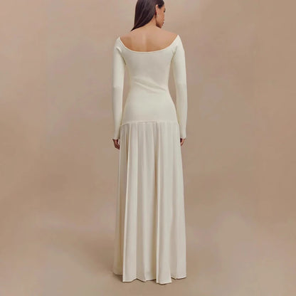 Knit Off Shoulder Maxi Dress - Ivory