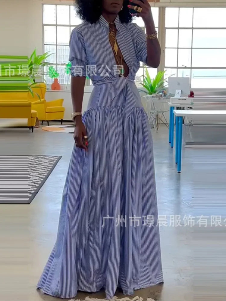 Blue Bar Skirt Set