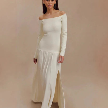Knit Off Shoulder Maxi Dress - Ivory